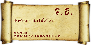 Hefner Balázs névjegykártya